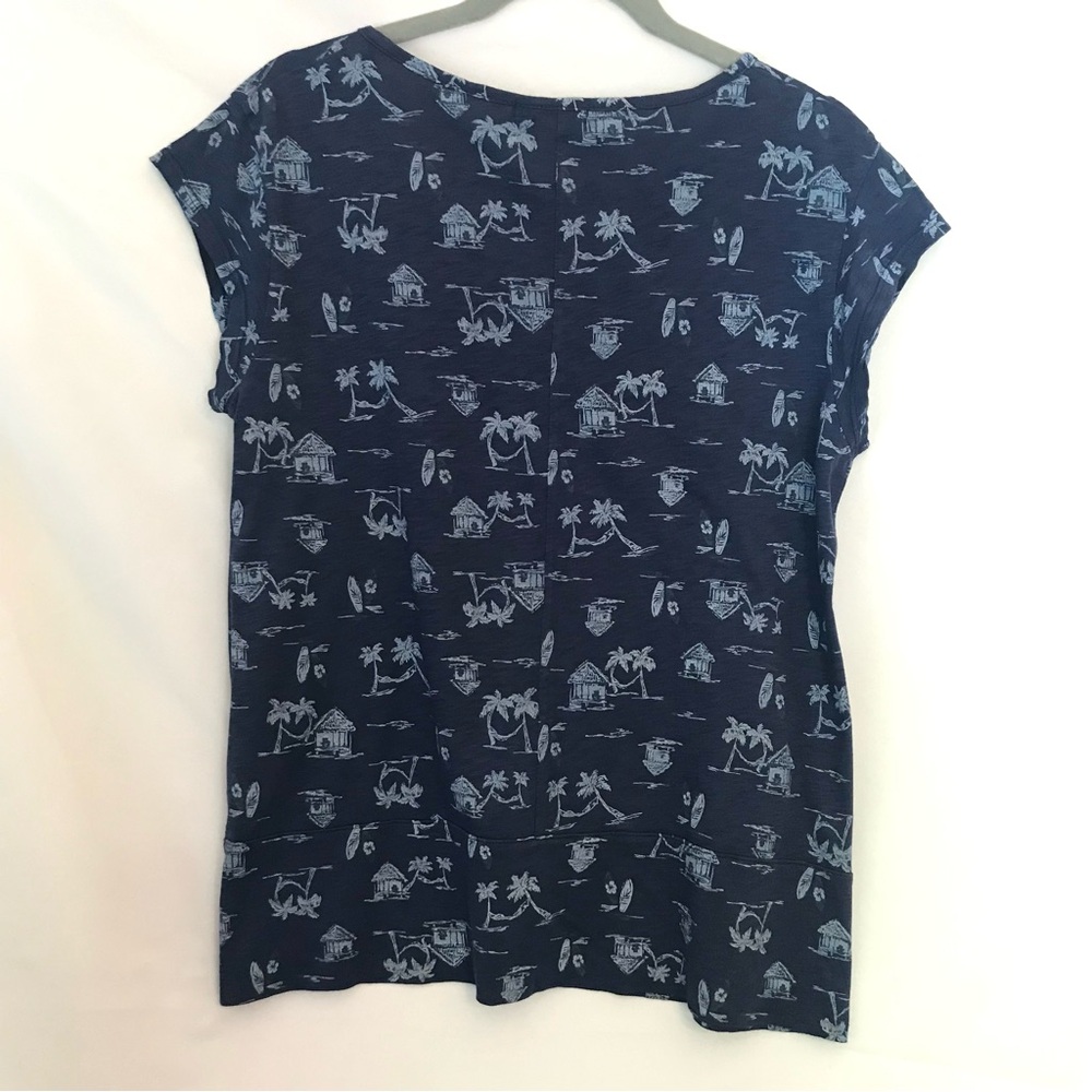 Fresh Produce Vintage Print Split Neck Tee Navy S - Picture 2 of 9